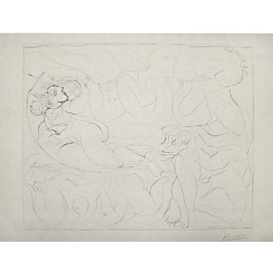 Flutiste et trois femmes nues - PABLO PICASSO - Galeries Bartoux