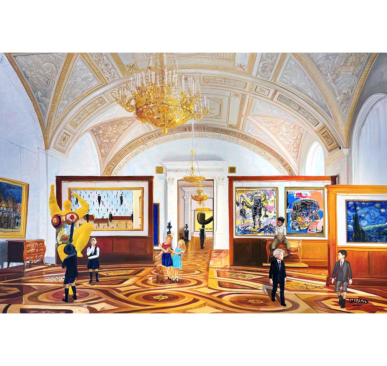 RENE NIKKI YVES JEAN-MICHEL ANDY AND VEINCENT MEET BUFFET SAINT PHALLE MAGRITTE KLEIN BASQUIAT AND VAN GOGH 10 - GULLY - Galeries Bartoux