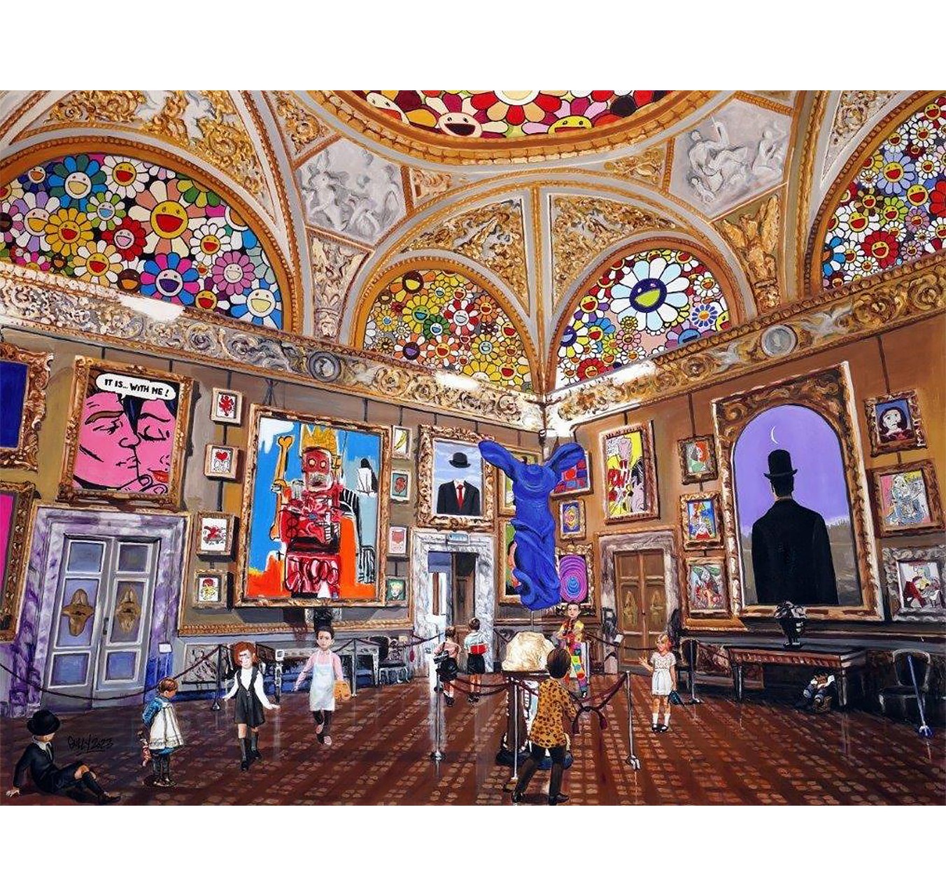 RENE NIKKI FERNANDO SALVADOR AND VICTOR MEET KLEIN MURAKAMI LICHTENSTEIN HARING BASQUIAT MAGRITTE BOTERO VASARELY LICHTENSTEIN AND PICASSO - GULLY - Galeries Bartoux