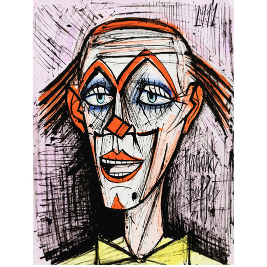 Clown sur fond mauve - BERNARD BUFFET - Galeries Bartoux