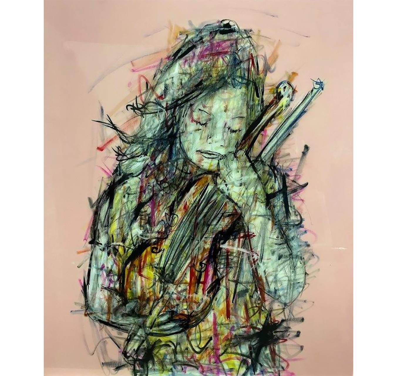 LA VIOLONISTE ROSE - KIKO - Galeries Bartoux