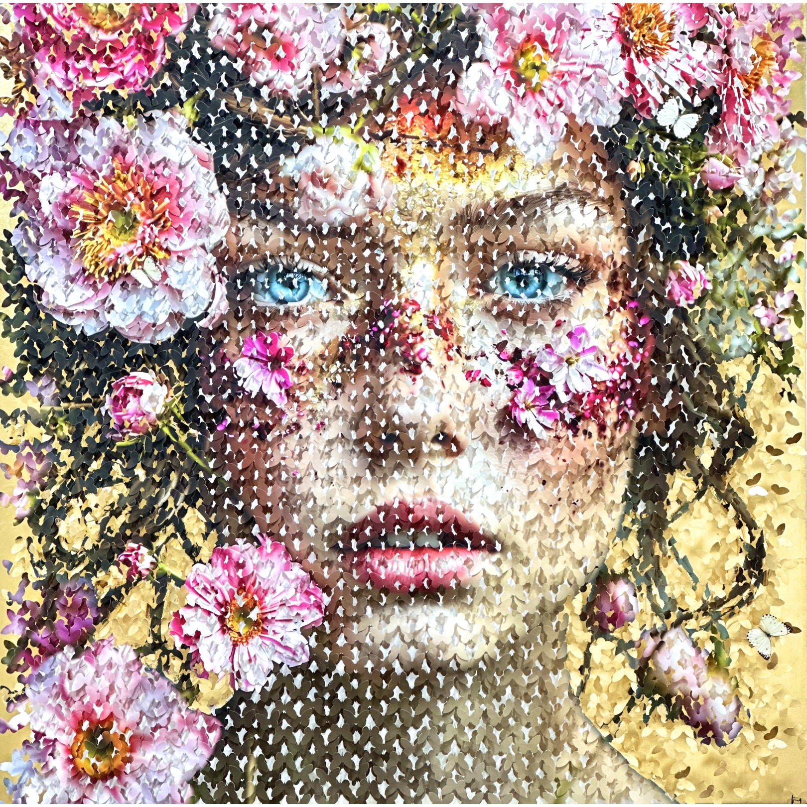 SOUS LES PÉTALES ROSES III GOLD - LIS SAM - Galeries Bartoux