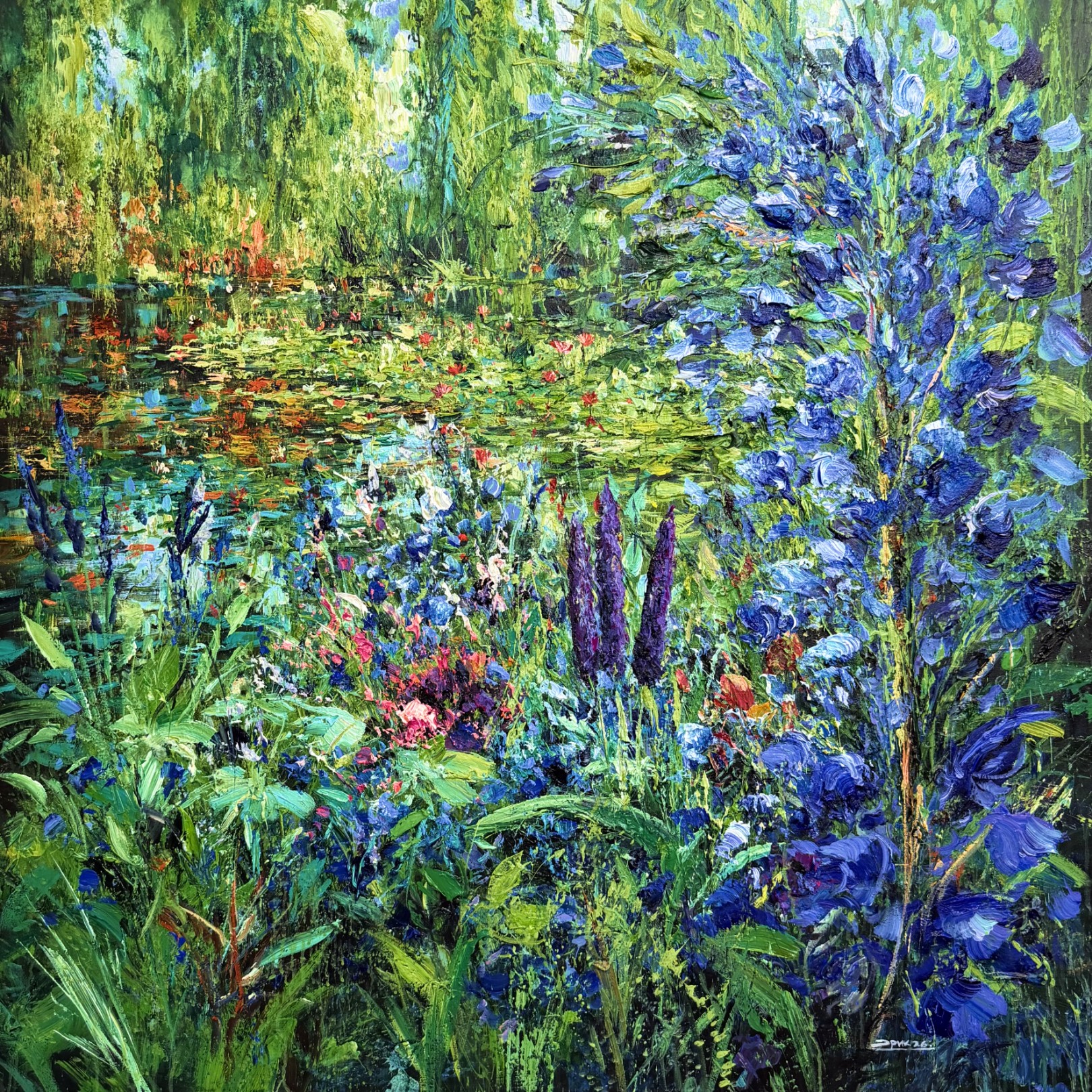 LAKE WITH BLUE FLOWERS - ERIC ALFARO - Galeries Bartoux
